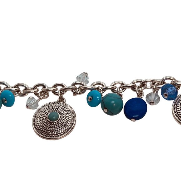 Chaps Silver Tone, Aqua and Blue Bracelet With Toggle Clasp - Picture 6 of 8